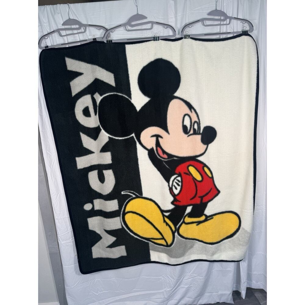 Disney Mickey Mouse Fleece Biederlack Blanket. soft‎ plush throw Vintage